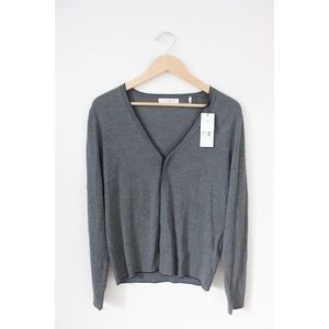 Sandro Paris Wool Grey Knit Cardigan Gris Chine
